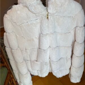 BCBG White Faux Fur Jacket